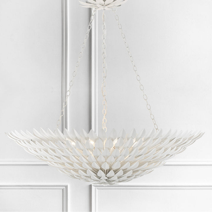 Broche 8 Light Matte White Chandelier Crystorama