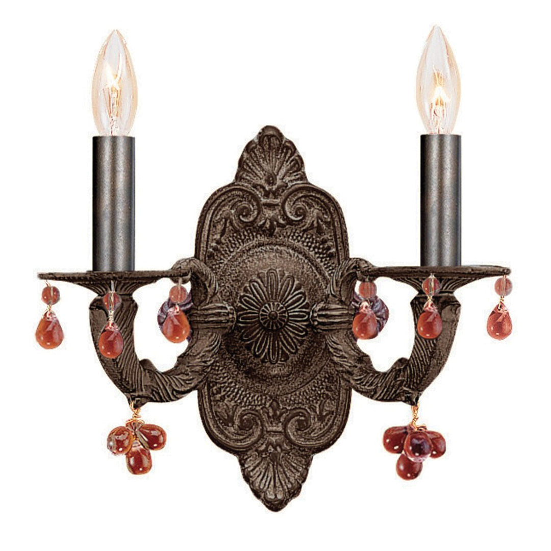 Crystorama Crystorama Paris Market 2 Light Amber Crystal Venetian Bronze Sconce