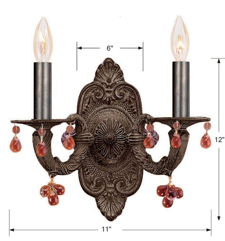 Crystorama Crystorama Paris Market 2 Light Amber Crystal Venetian Bronze Sconce