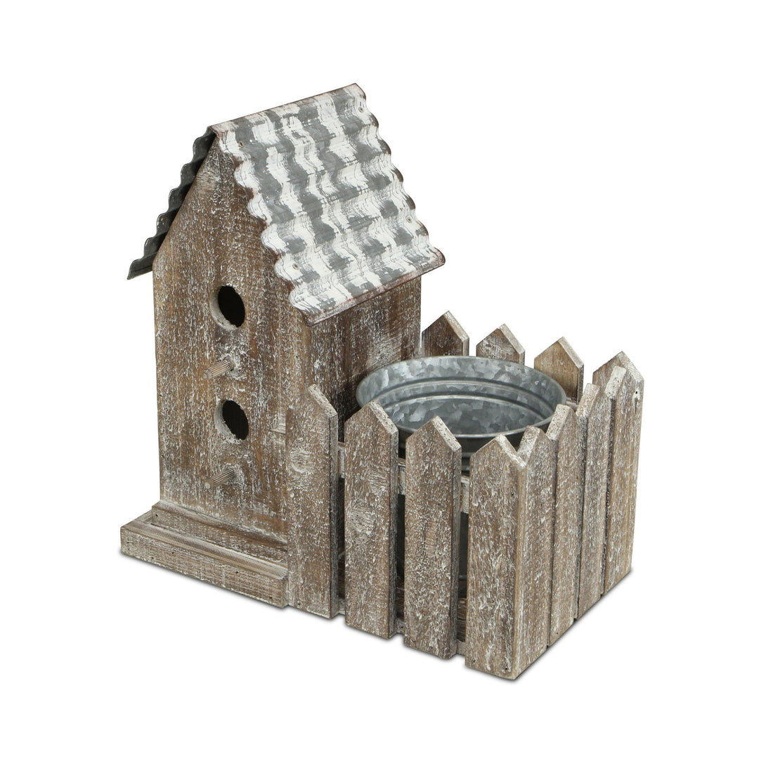 CHEUNGS Elwin 2 Story Bird house & Galvanized Pot - Large