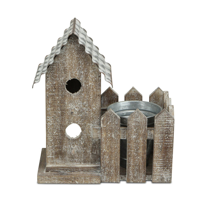 Elwin 2 Story Bird house & Galvanized Pot - Small CHEUNGS