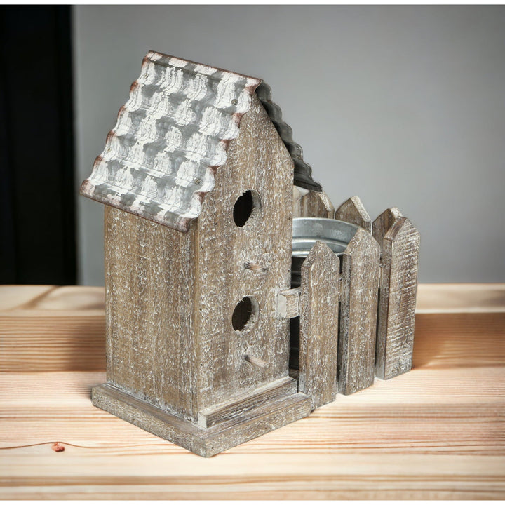 Elwin 2 Story Bird house & Galvanized Pot - Small CHEUNGS