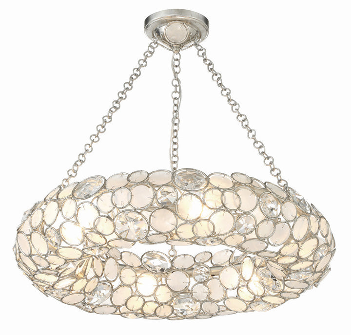 Palla 6 Light Antique Silver Chandelier Crystorama