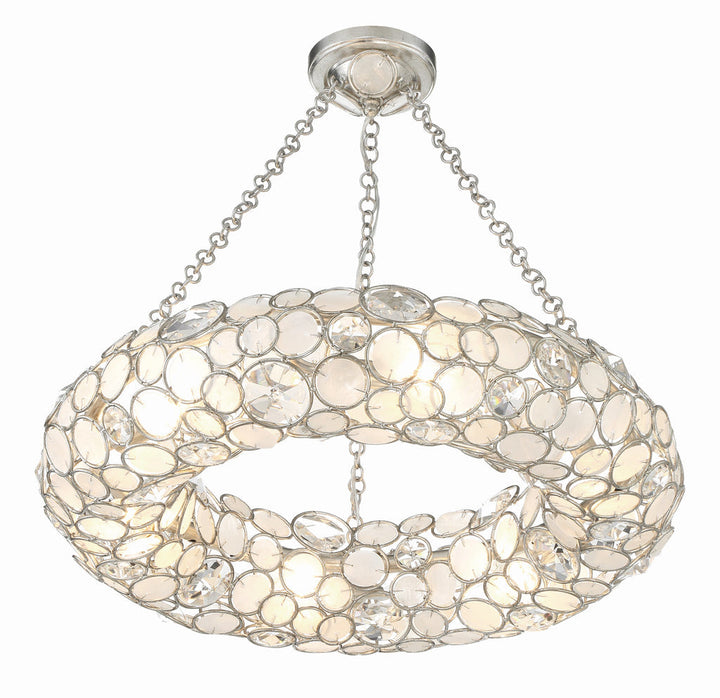 Palla 6 Light Antique Silver Chandelier Crystorama