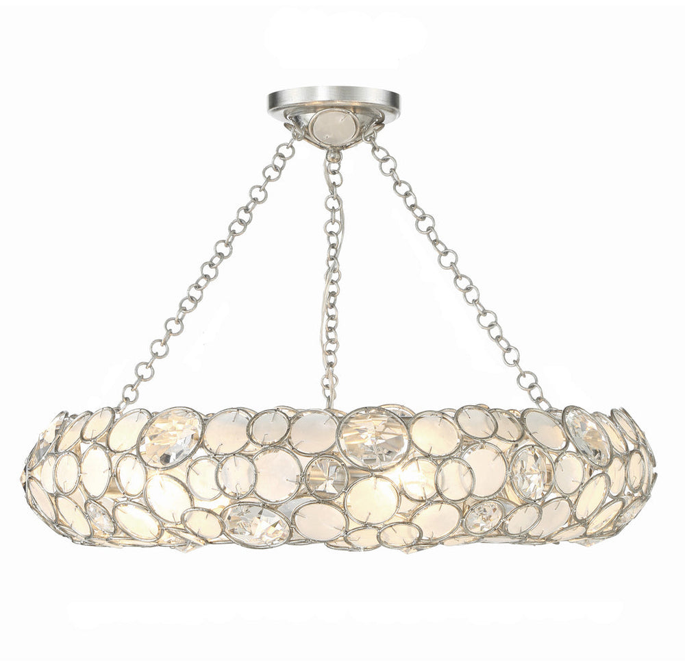 Crystorama Crystorama Palla 6 Light Antique Silver Semi Flush Mount