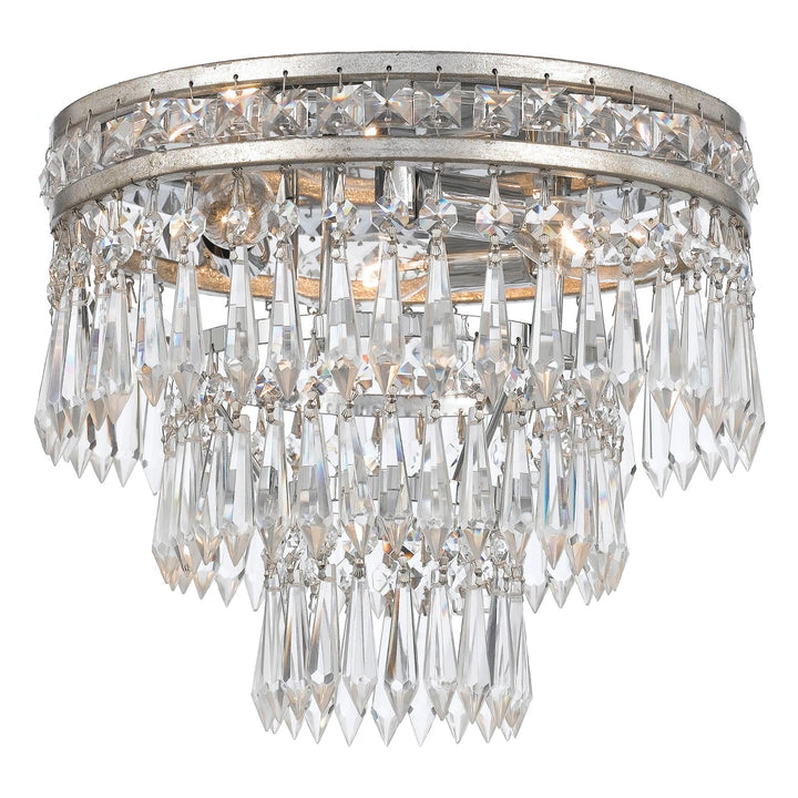 Crystorama Crystorama Mercer 3 Light Hand Cut Crystal Olde Silver Flush Mount