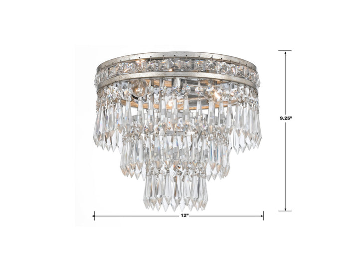 Crystorama Crystorama Mercer 3 Light Hand Cut Crystal Olde Silver Flush Mount