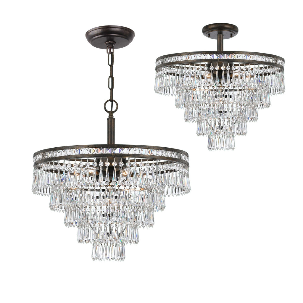 Mercer 7 Light Hand Cut Crystal English Bronze Chandelier Crystorama