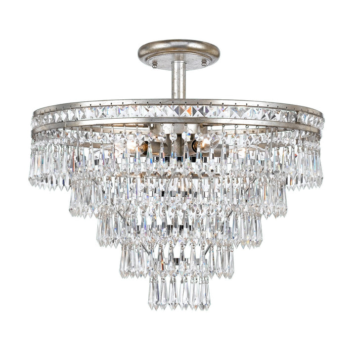 Crystorama Crystorama Mercer 7 Light Hand Cut Crystal Olde Silver Semi Flush Mount