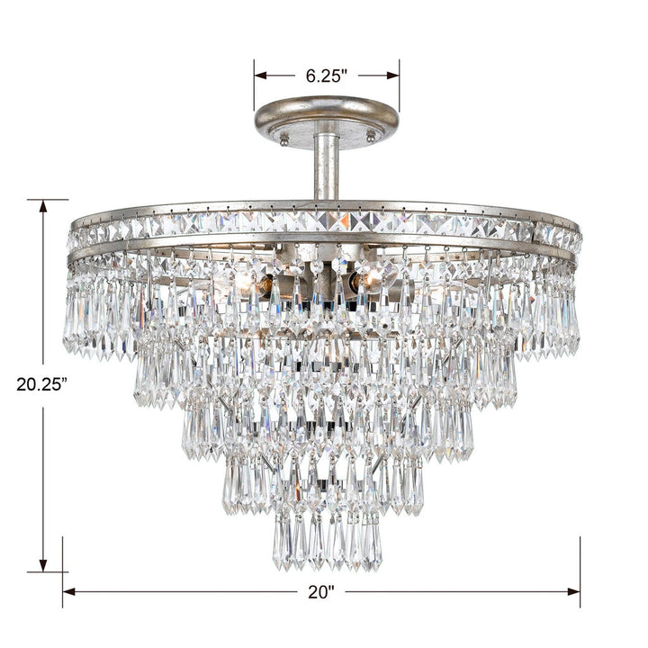 Crystorama Crystorama Mercer 7 Light Hand Cut Crystal Olde Silver Semi Flush Mount