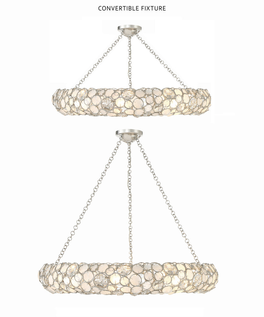 Palla 8 Light Antique Silver Chandelier Crystorama