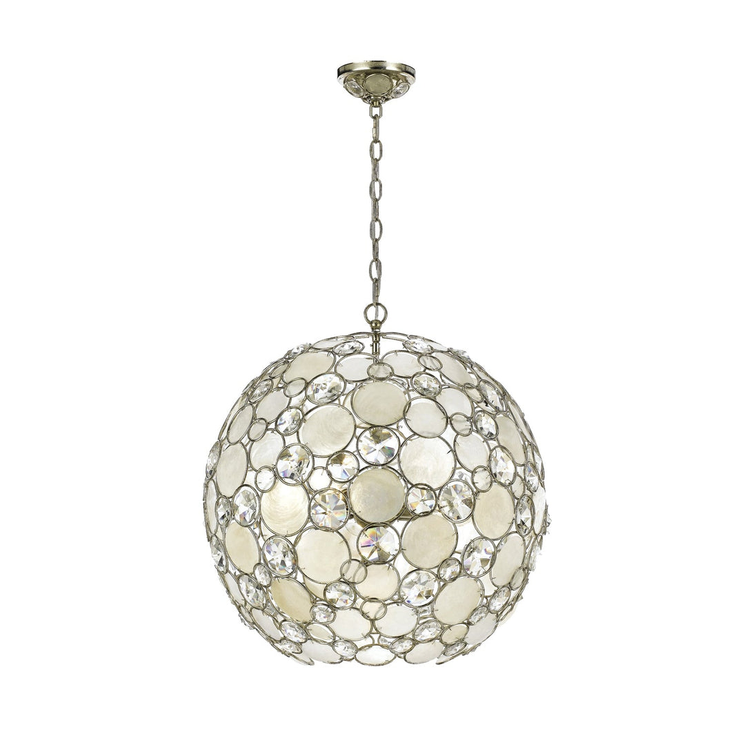 Palla 6 Light Antique Silver Sphere Chandelier Crystorama