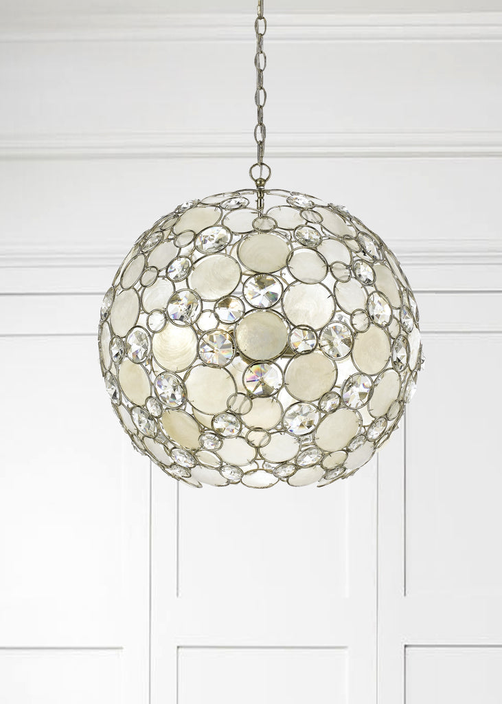 Palla 6 Light Antique Silver Sphere Chandelier Crystorama