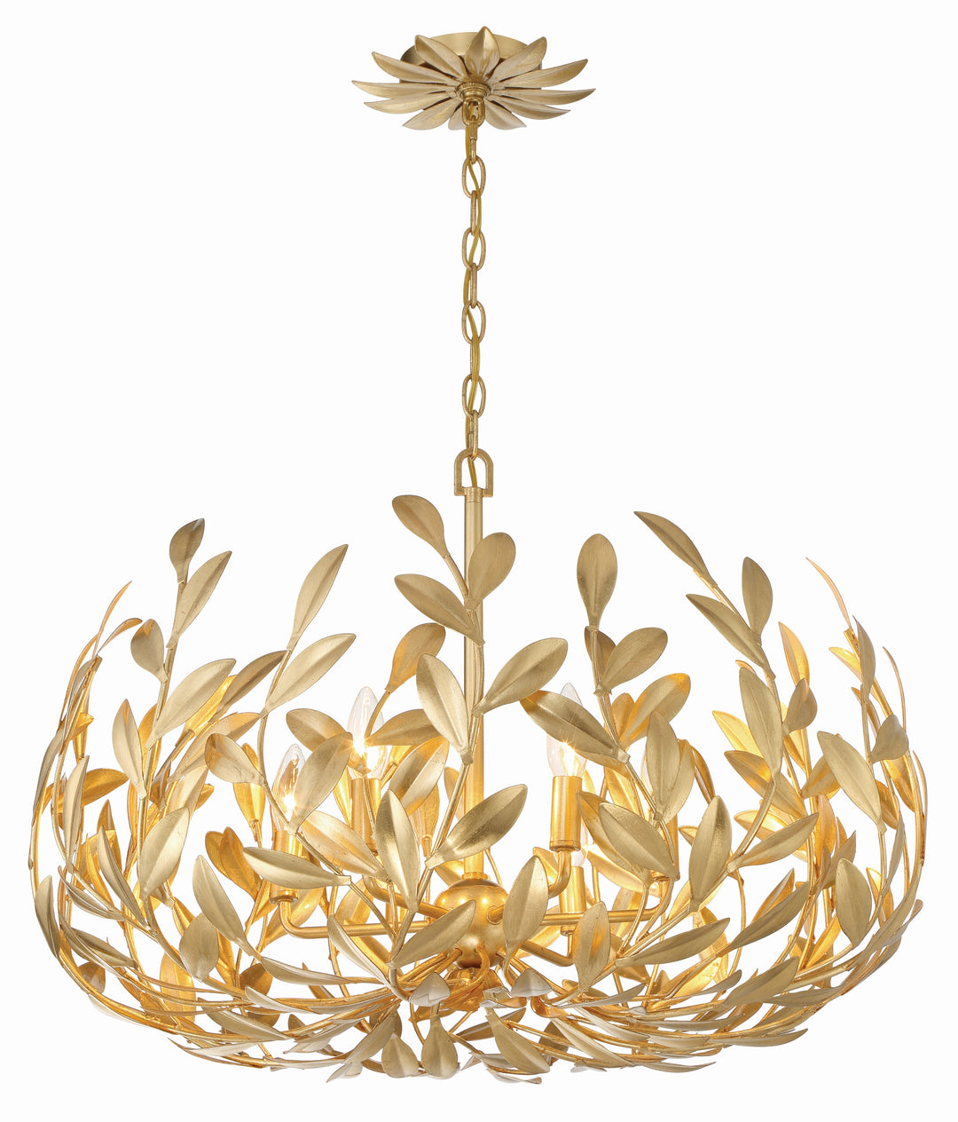 Broche 6 Light Antique Gold Chandelier Crystorama