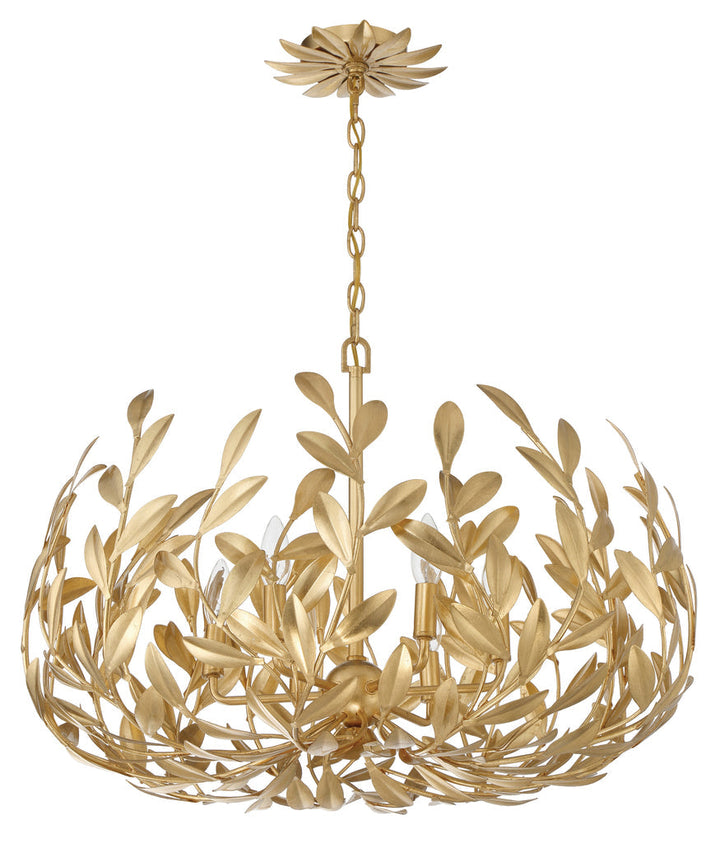 Broche 6 Light Antique Gold Chandelier Crystorama