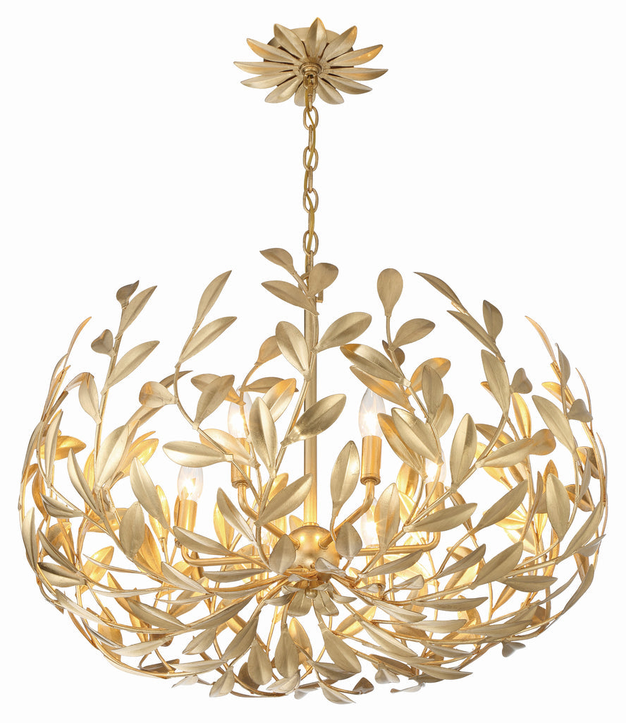 Broche 6 Light Antique Gold Chandelier Crystorama