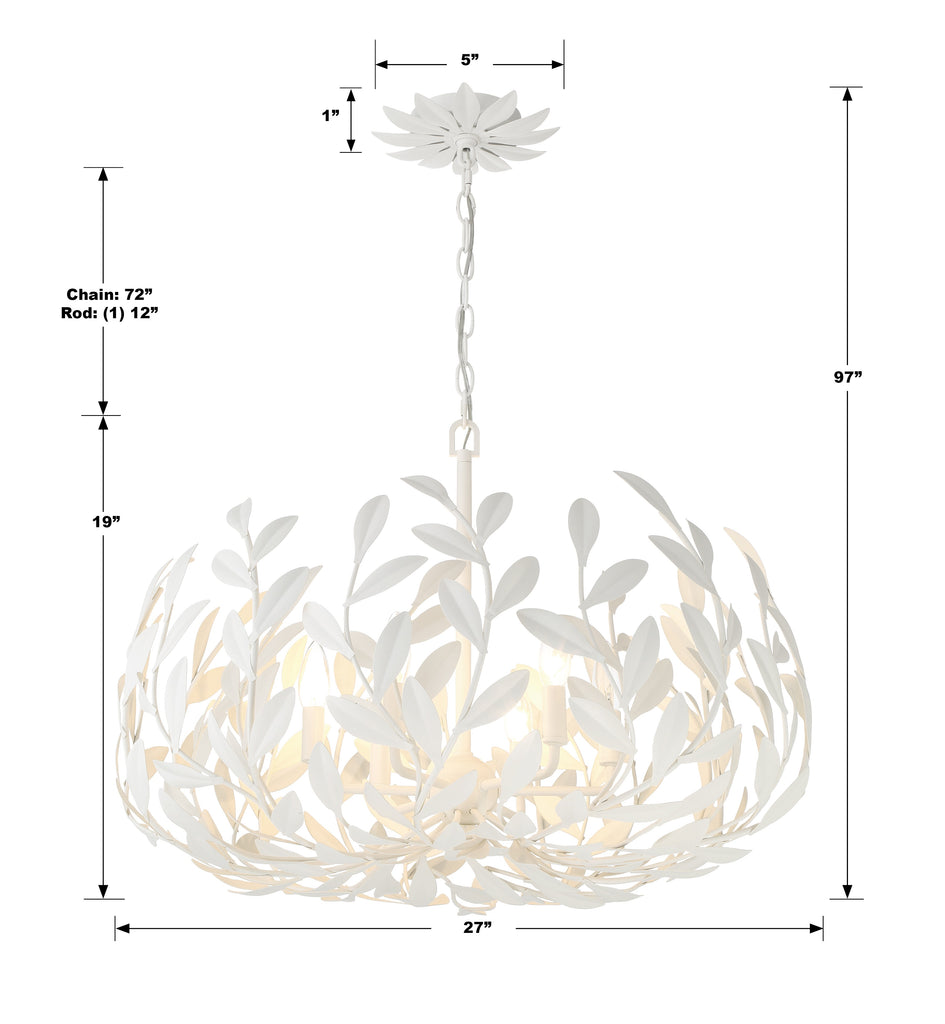 Broche 6 Light Matte White Chandelier Crystorama