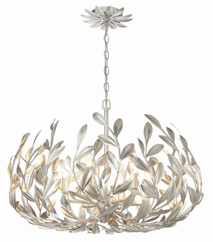 Broche 6 Light Antique Silver Chandelier Crystorama