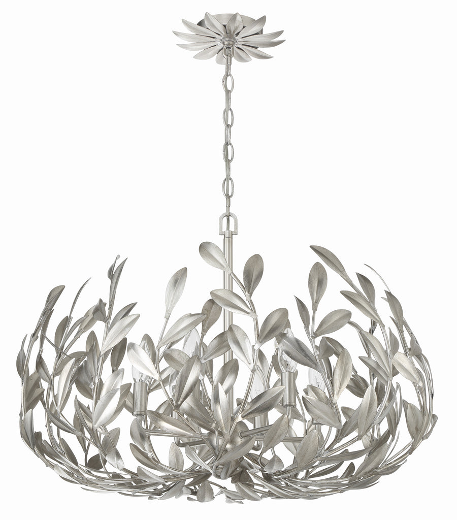 Broche 6 Light Antique Silver Chandelier Crystorama