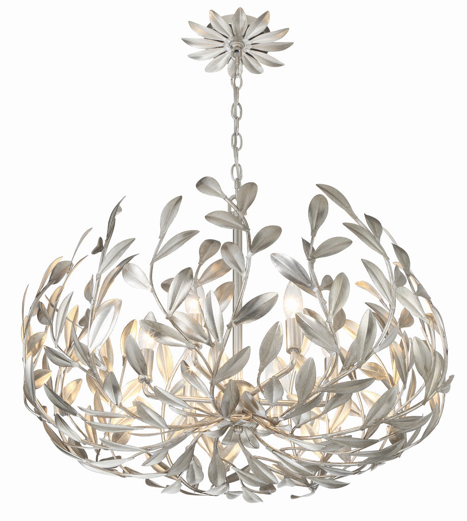 Broche 6 Light Antique Silver Chandelier Crystorama