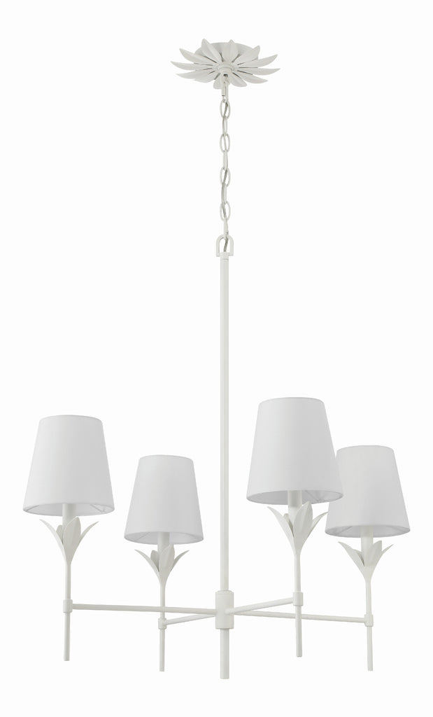 Broche 4 Light Matte White Chandelier Crystorama