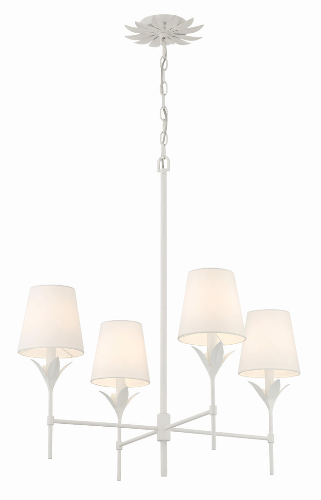 Broche 4 Light Matte White Chandelier Crystorama