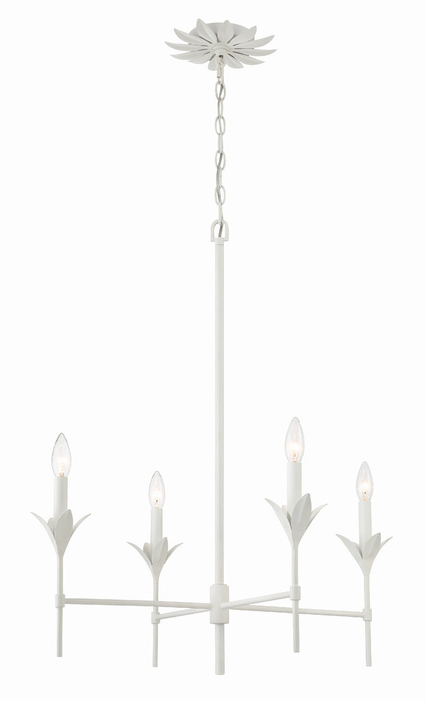 Broche 4 Light Matte White Chandelier Crystorama