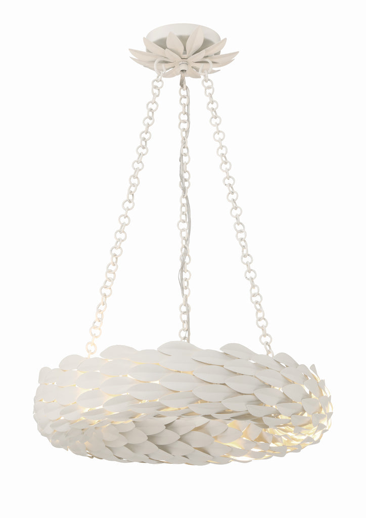 Broche 6 Light Matte White Chandelier Crystorama