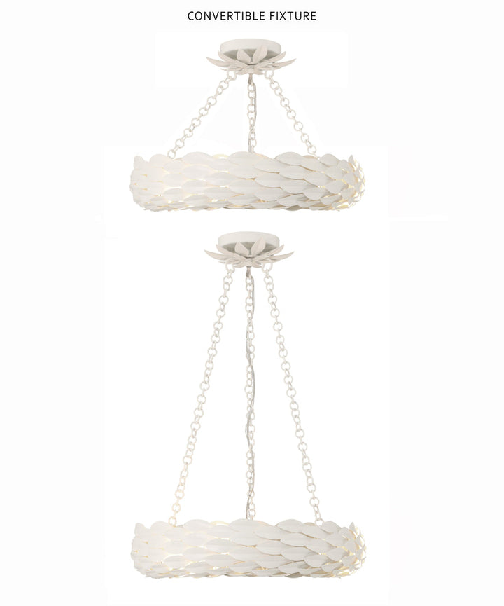 Broche 6 Light Matte White Chandelier Crystorama