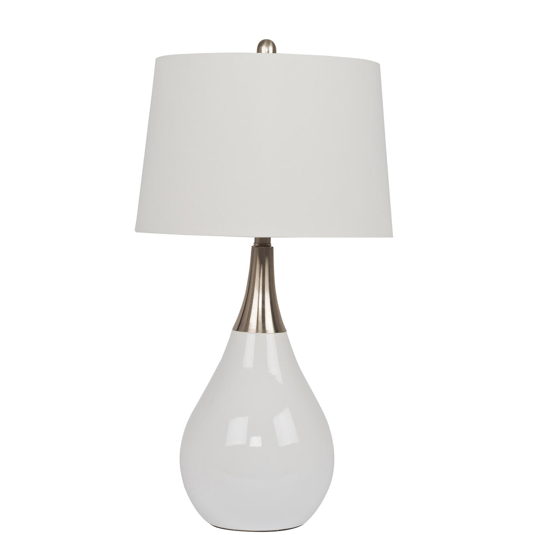 CRAFTMADE 1 Light Metal/Poly Base Table Lamp in White/Brushed Nickel