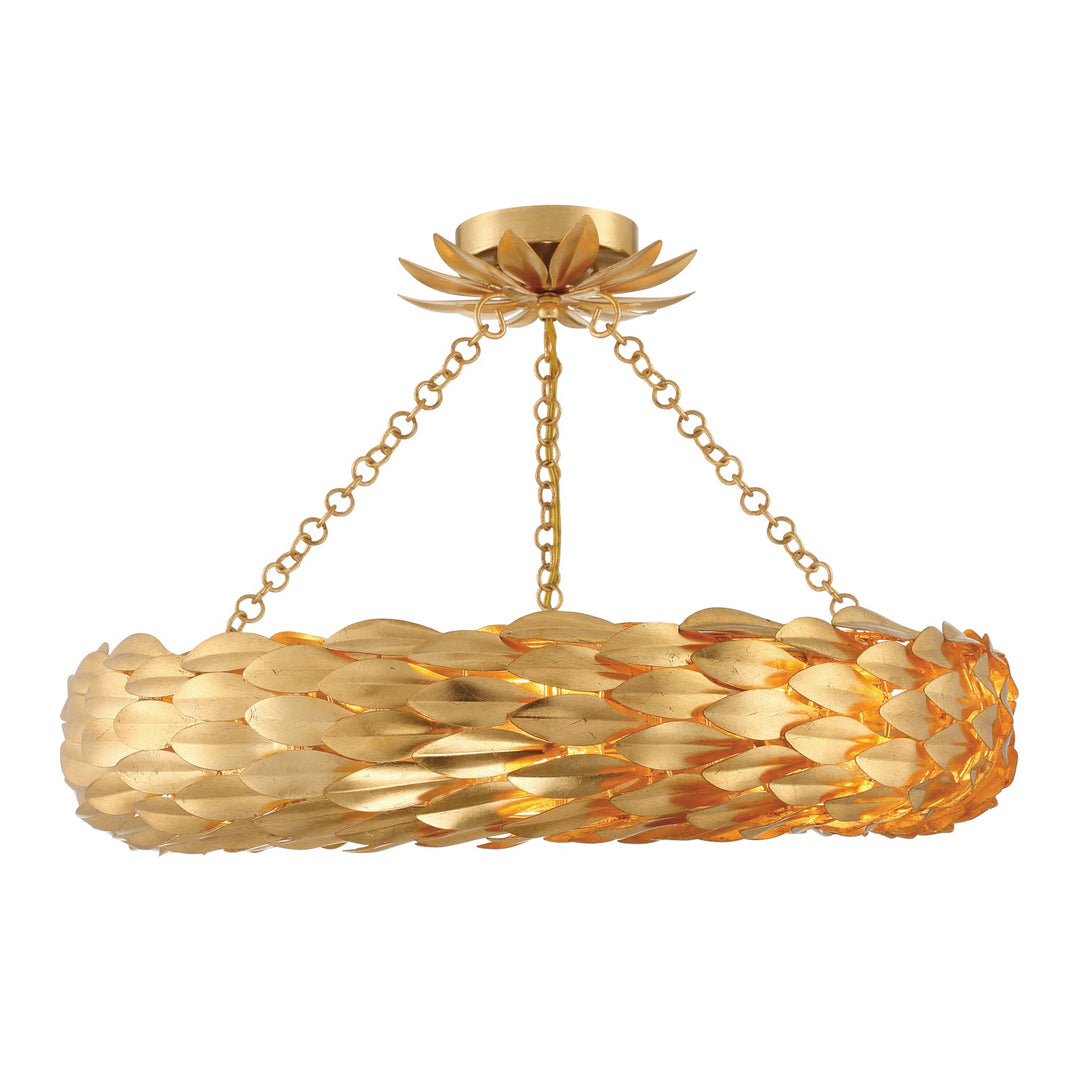 Crystorama Crystorama Broche 6 Light Antique Gold Semi Flush Mount