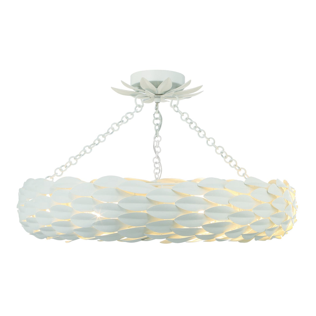 Crystorama Crystorama Broche 6 Light Matte White Semi Flush Mount