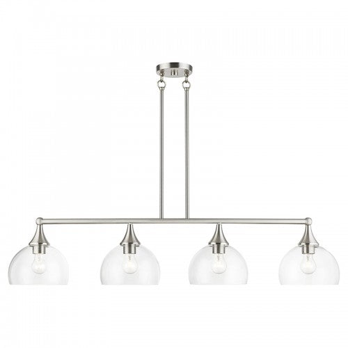 4 Light Brushed Nickel Large Linear Chandelier Livex