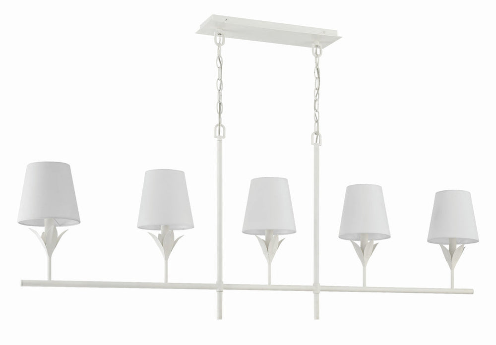 Broche 5 Light Matte White Chandelier Crystorama