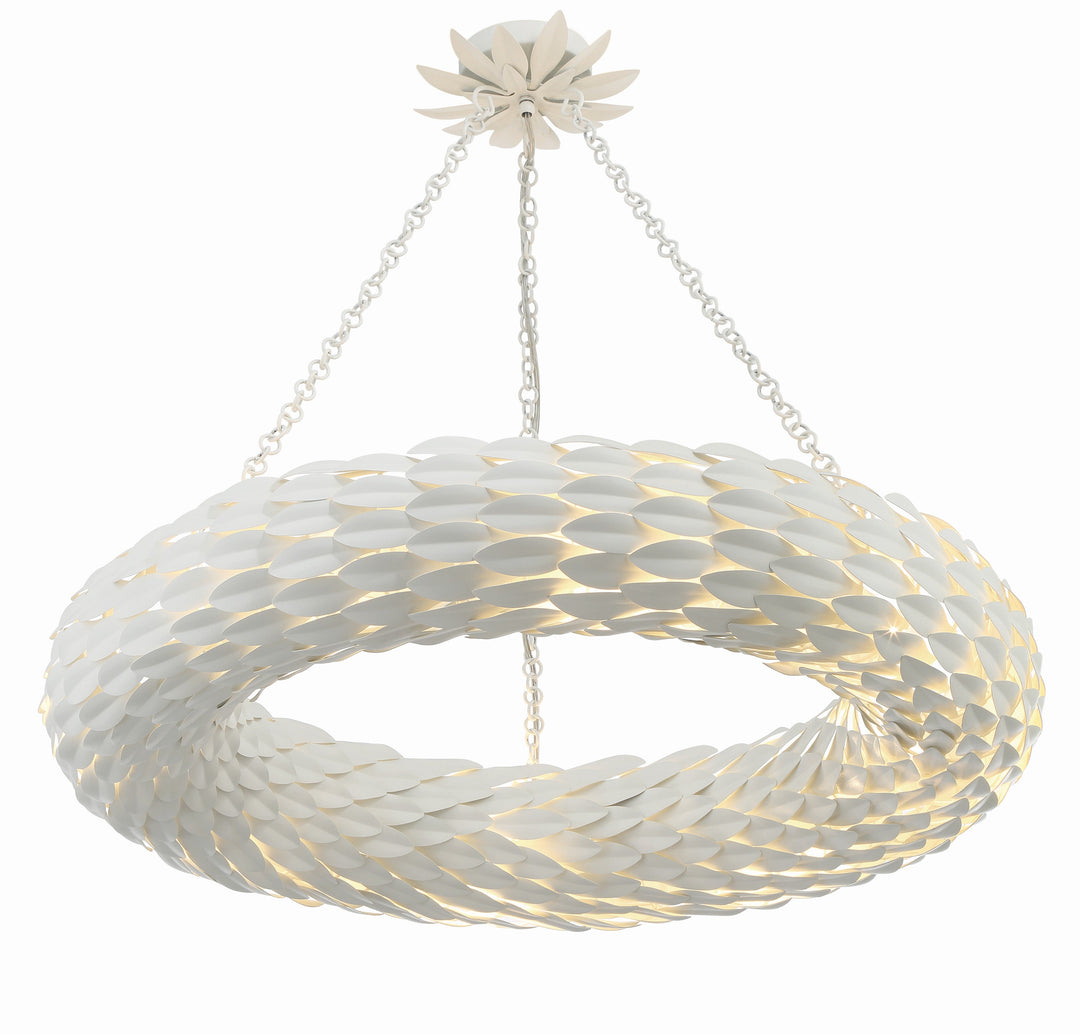 Broche 8 Light Matte White Chandelier Crystorama