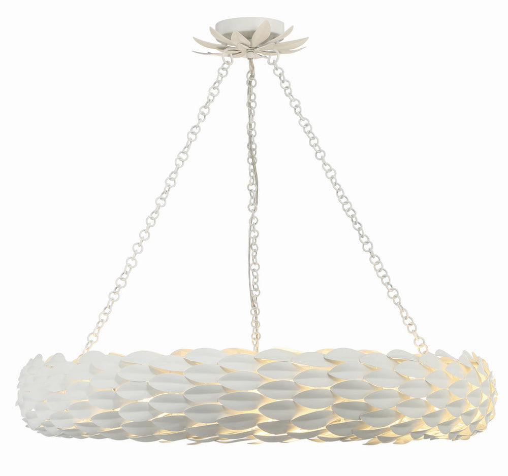 Broche 8 Light Matte White Chandelier Crystorama