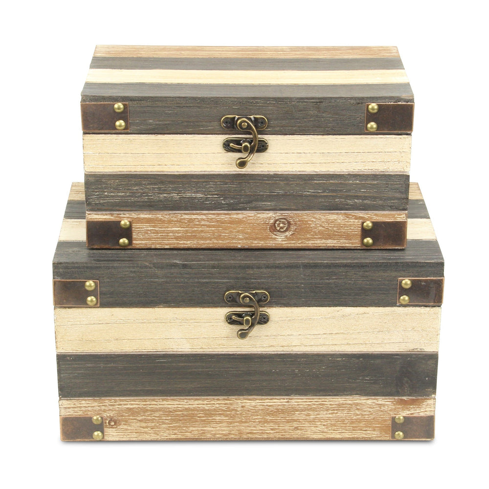 CHEUNGS Priam Set of 2 Wood Panel Styled Storage Boxes