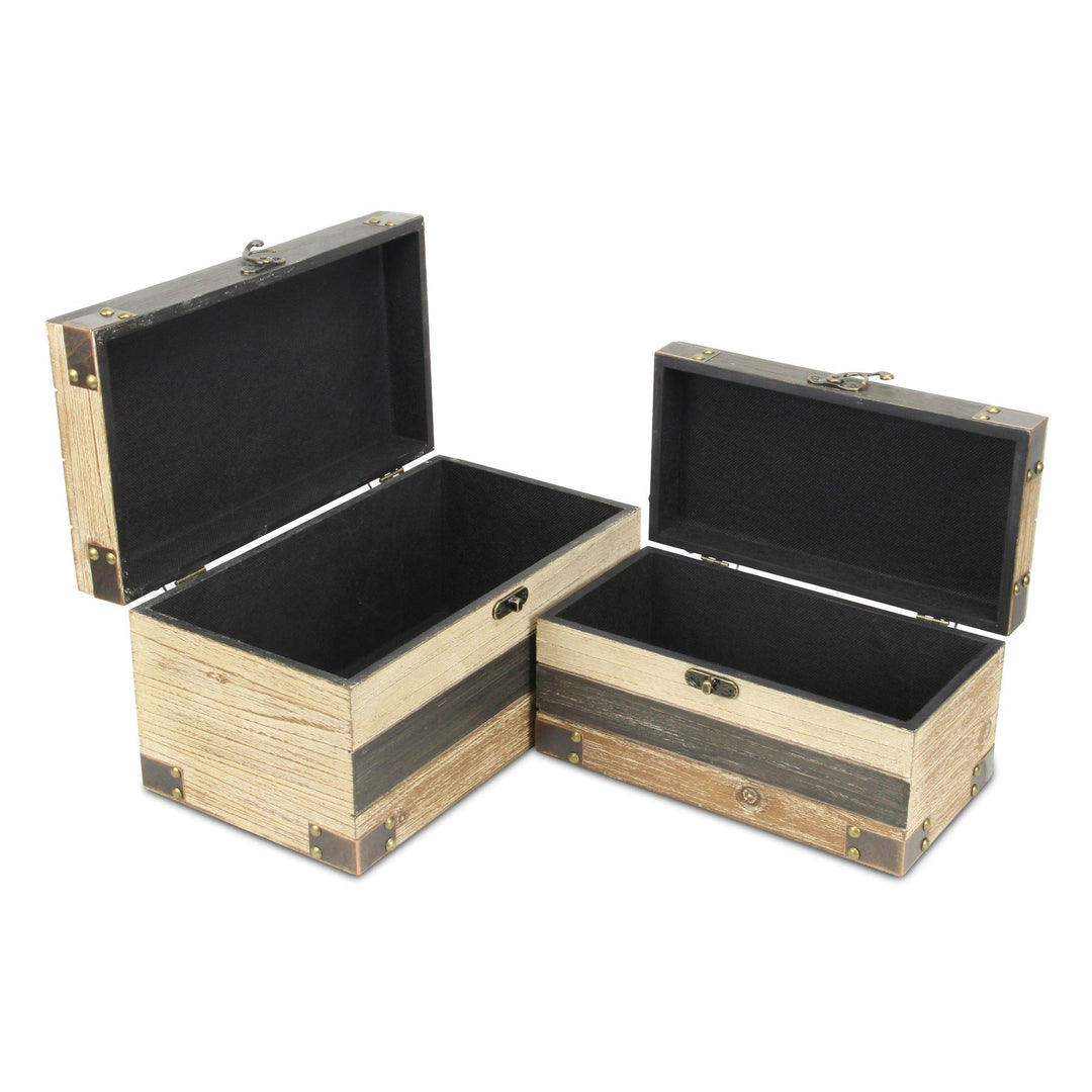 CHEUNGS Priam Set of 2 Wood Panel Styled Storage Boxes