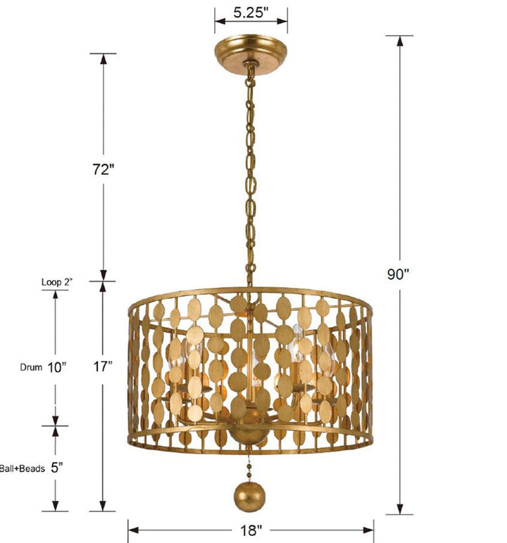 Layla 5 Light Antique Gold Chandelier Crystorama