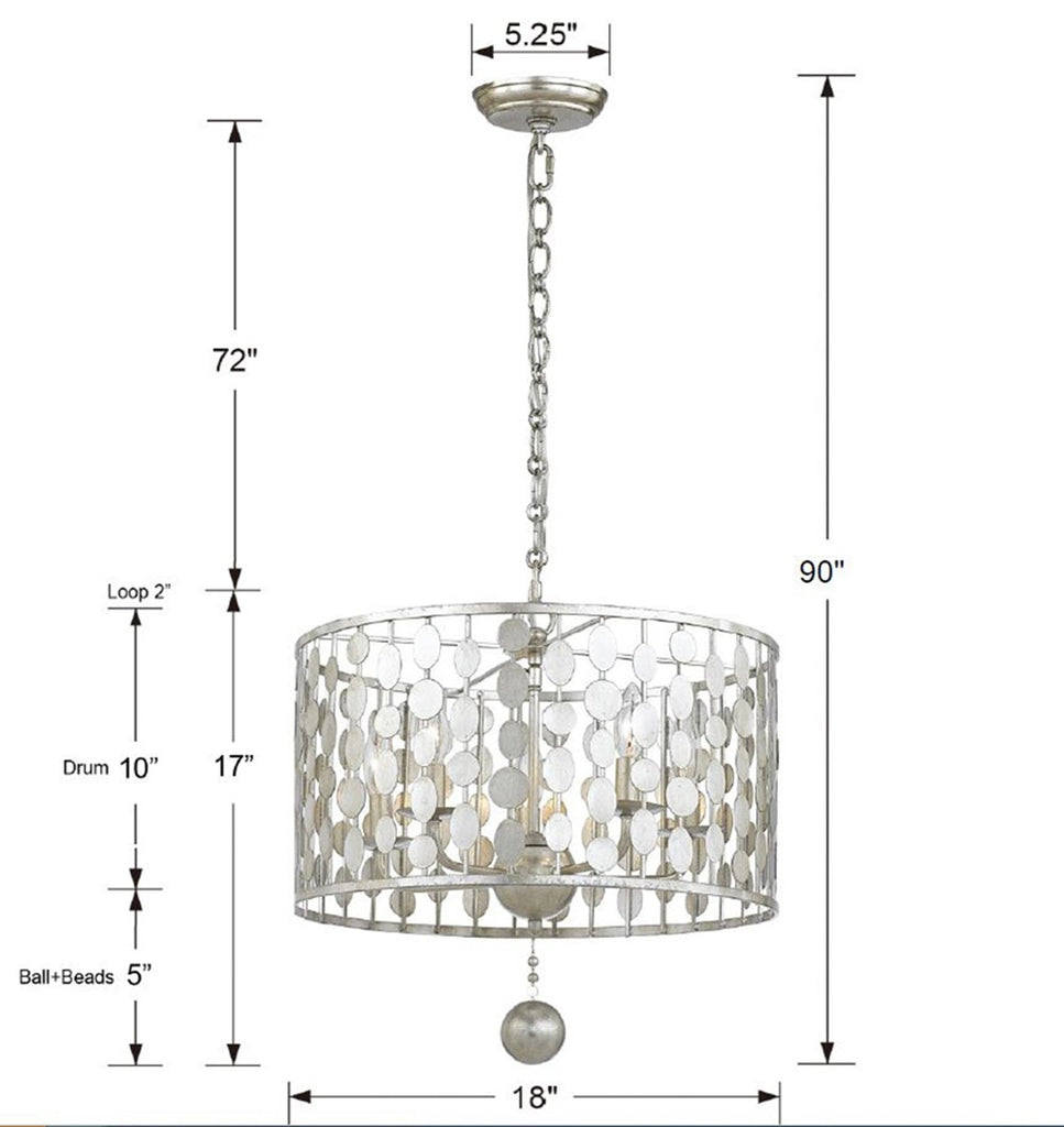 Layla 5 Light Antique Silver Chandelier Crystorama