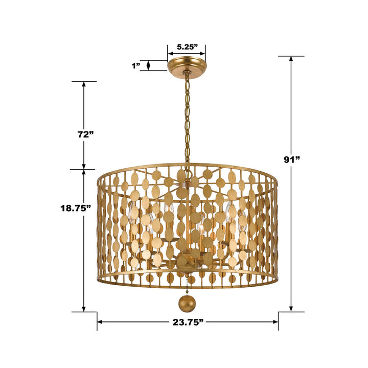 Layla 6 Light Antique Gold Chandelier Crystorama