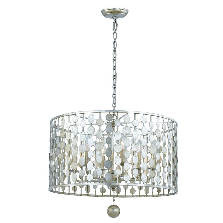 Layla 6 Light Antique Silver Chandelier Crystorama