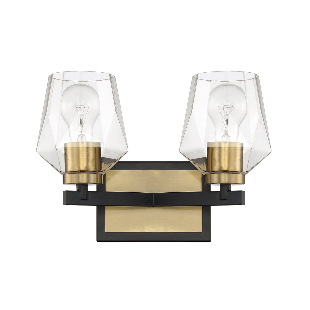 CRAFTMADE Avante Grand 2 Light Vanity in Flat Black/Satin Brass