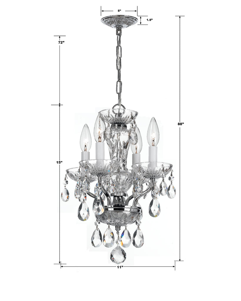 Traditional Crystal 4 Light Clear Italian Crystal Polished Chrome Mini Chandelier Crystorama