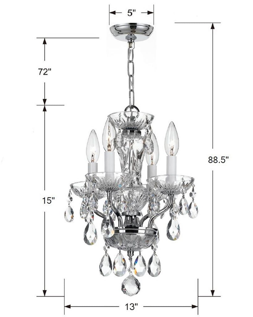 Traditional Crystal 4 Light Spectra Crystal Polished Chrome Mini Chandelier Crystorama