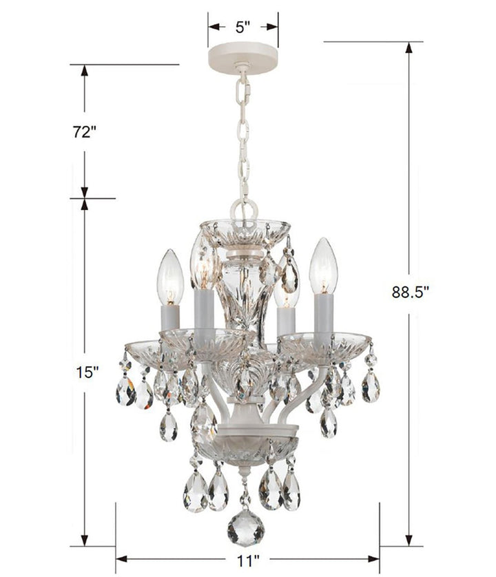 Traditional Crystal 4 Light Hand Cut Crystal Wet White Mini Chandelier Crystorama