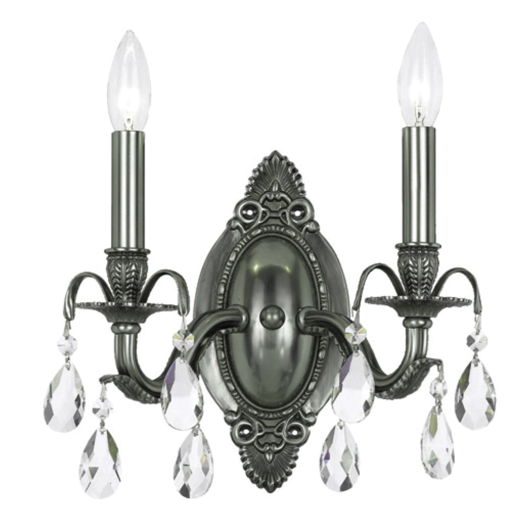 Crystorama Crystorama Dawson 2 Light Hand Cut Crystal Pewter Sconce