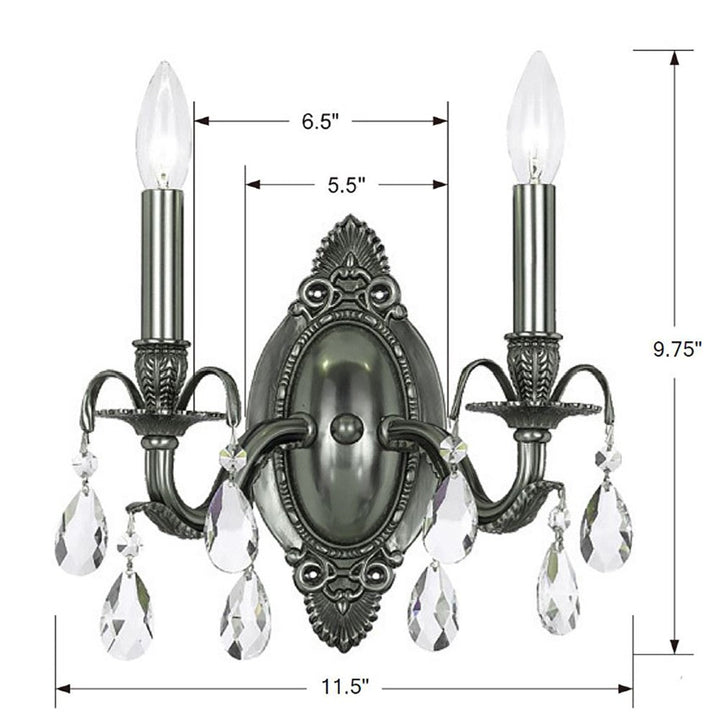 Dawson 2 Light Spectra Crystal Pewter Sconce Crystorama