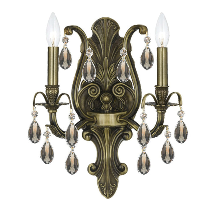 Dawson 2 Light Hand Cut Crystal Antique Brass Sconce Crystorama