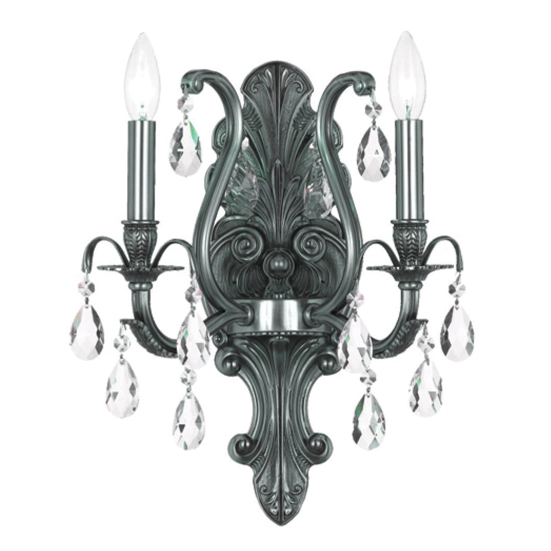 Crystorama Crystorama Dawson 2 Light Hand Cut Crystal Pewter Sconce